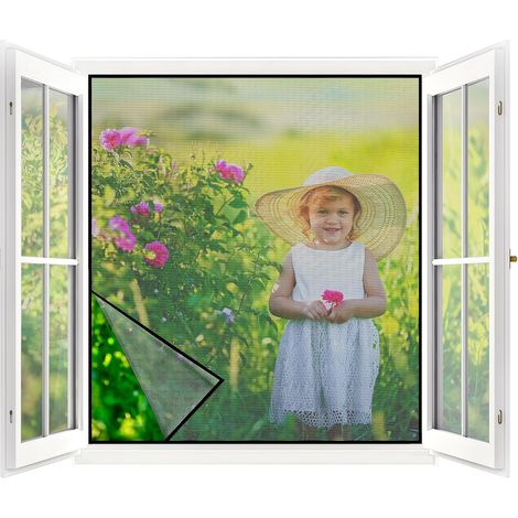 Fenster-Moskitonetz, 1 Set – 80 x 100 cm – Schwarz, kein Bohren erforderlich