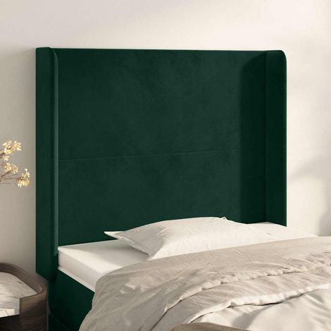 vidaXL Cabecero con orejas de terciopelo verde oscuro 83x16x118/128 cm (1/5)