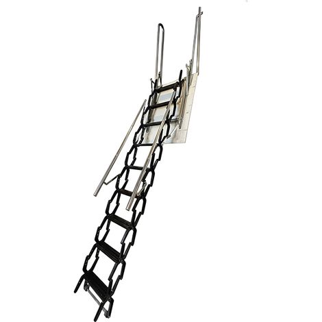 Echelle accordéon avec trappe noire - 1 main-courante - Hauteur d'accès 2,26 à 2,50m - PALCO/A/N-250