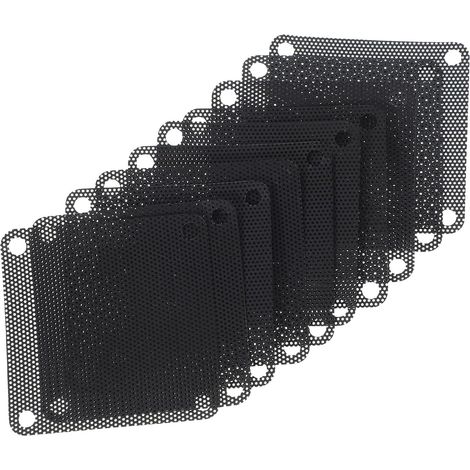 Lot de 10 Filtres à Ventilateur pour Ordinateur en PVC Noir, Grille de Ventilation pour PC Design Respirant, pour Ambiance Estivale et Protection Anti-poussière (1/5)