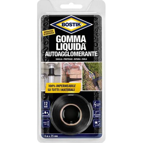 6PZ BOSTIK GOMMA LIQUIDA NASTRO AUTOAGGLOMERANTE MM.25X3M