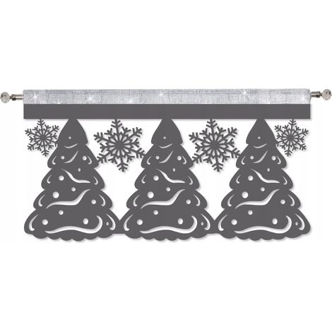 Weihnachtsmotiv mit Bäumen und Schneeflocken, Briefumschlag, Gardinenblende, Weihnachtsglanz, 60x35