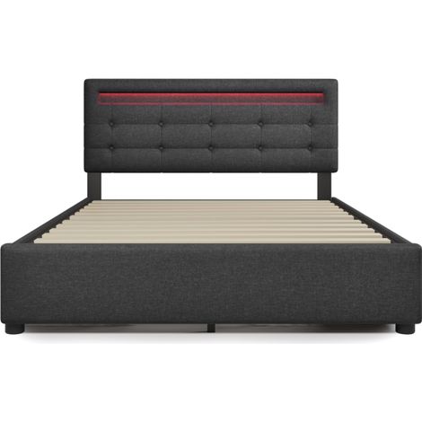 Letto imbottito 140x200 cm con LED, 4 cassetti, materasso incluso, testiera regolabile, grigio (1/5)