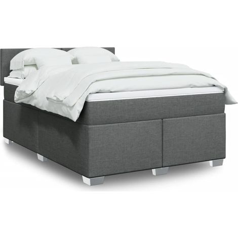 Boxspringbett mit Matratze Dunkelgrau 140x200 cm Stoff (1/5)