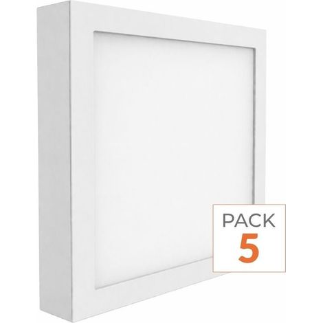 Plafonnier LED 24W 220V Carré (Pack de 5) - Blanc Froid 6000K - 8000K - SILAMP
