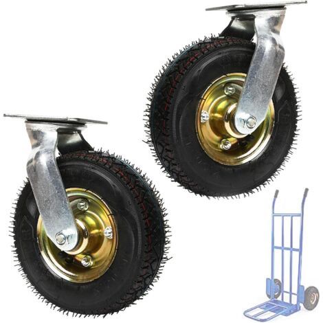 Roulettes pivotantes, roulettes industrielles fixes robustes, 6 pouces, roues amortissantes et résistantes aux crevaisons, roues de transport industrielles pour chariots, roue de secours, paquet de 2 (1/5)