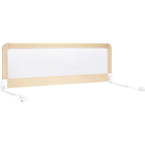 COSTWAY Barandilla de la Cama Plegable Riel de Cama Protección para Bebé Barrera de Cama para Cama Individual/Cama Matrimonial (Beige) (1/5)