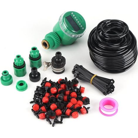 Rubberskin Système Micro d'irrigation au Goutte-à-Goutte, Kits de minuterie d'arrosage d'arrosage Automatique de Plantes de 25m DIY à arroser de manière Autonome pour Fleurs, Plantes,etc (1/5)