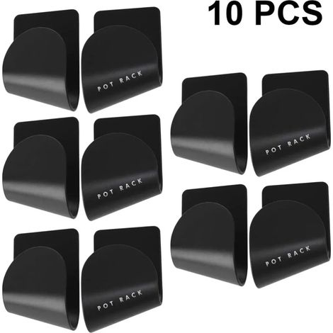 5 Pares de Soporte de Tapa de Olla y Plato de Cocina, Material ABS, Negro, Montaje en Pared con Adhesivo, Sin Necesidad de Taladrar (1/5)
