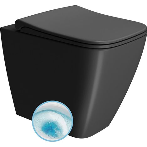 Cuvette de toilettes NUBES, Swirlflush, 35x52cm, siphon en S/siphon en P, noir double mat (1/2)