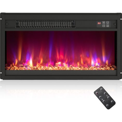COSTWAY 23”Electric Fireplace Insert Recessed 1500W Fireplace Heater-Black (1/5)