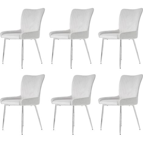 6er-Set Esszimmerstühle Loungestuhl aus Samt, Rückenlehne mit Lendenstütze, Metallbeine, Grau (1/5)