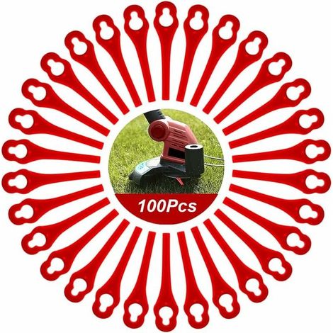 Packung mit 100 Ersatzklingen aus Kunststoff für Florabest LIDL Rasentrimmer FRTA 20 A1, FAT 18B3, FRT18A (1/4)