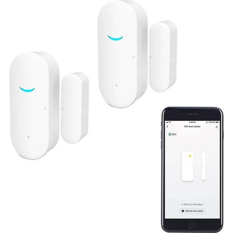 Wifi Door Window Sensor: Smart Window Sensor with Notification, Smart Home Security System, Compatible with Google Home (Pack of 2) (1/5)