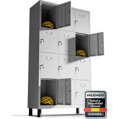 TwinThink Taquillas Vestuario Metalicas 12 Puertas 180 cm Armario Metalico Con Llave Locker Para Oficina Gimnasio Taller Garaje Centro Educativo Almacenamiento Seguro Alta Resistencia (Gris) (1/5)