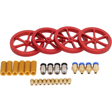 Manuelle Nivellierungsmuttern für 3D-Drucker, Set mit MK8-Düse, Feder, Extruderanschluss und Hotend, kompatibel mit Ender 3, Teilesatz (1/5)