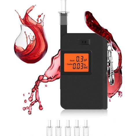 Alcootest Ethylotest Electronique Homologué, Etiloteste Electronique Portable avec Ecran Numérique LCD Orange et 5 Embouts, Haute Précision BAC, Ethylomètre pour Voiture, Maison, Voyage et Soirée (1/5)