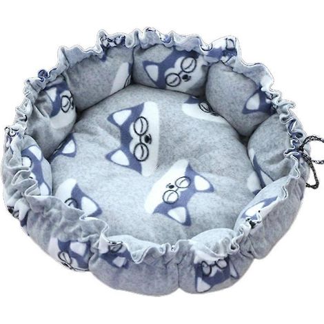 Runde Katzenmatte, Matte mit Kordelzug, Hunde-/Welpenkorb, warmes Winterkissen, XL (6) Bettzeug für ausgewachsene Katzen.