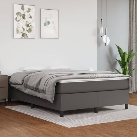 Boxspringbettgestell Grau 140x200 cm Kunstleder