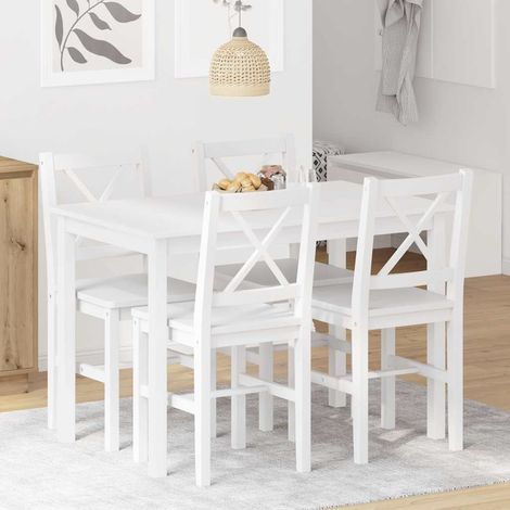 vidaXL Juego de muebles de comedor 5 piezas blanco (1/5)
