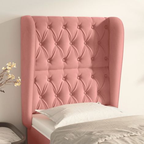 Tête de lit avec oreilles Style Classique Armoire de lit - Rose 83x23x118/128 cm Velours BV449651 - BonneVie (1/5)