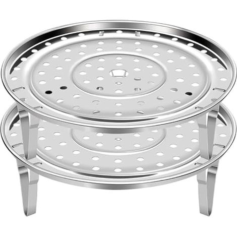 Grille de cuisson vapeur en acier inoxydable 18/8, plateau à vapeur de 21,6 cm avec pieds amovibles pour cuiseur vapeur, ustensiles de cuisine, autocuiseur instantané, panier vapeur multifonction (1/5)