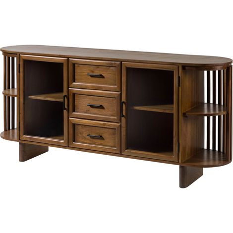 Buffet 175x40x80 en bois d'Acacia naturel laqué MADRID 55