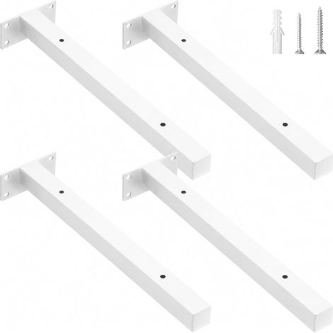 Lot de 4 Équerre Étagère Murale Métal Renforcée, Support Etagere Invisible, 50KG Charge, Support Étagère Murale, Conception Creuse, Équerre Étagère Durable Blanc 30 cm (1/5)