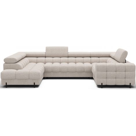 Canapé panoramique convertible FACTORY 3 places beige – angle gauche avec coffre – version 5 (1/5)