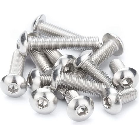 M10 Innensechskantschrauben, Linsenkopfschrauben, Innensechskantschrauben, Befestigungselemente aus Edelstahl, M10 × 16 mm, 5 Stück (1/5)