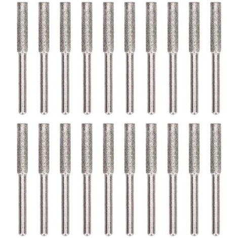 Pair 20 Pièces Tête de Meulage pour Chaîne de Tronçonneuse, Outil de Affûtage Rotatif avec Lime, Kit Accessoires Argenté 4.8mm