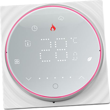 Intelligenter LED-Thermostat für Warmwasserbereitung, programmierbar, präzise 7-Tage-Programmierung, AC 95–240 V, quadratischer Sockel, weiß (1/5)