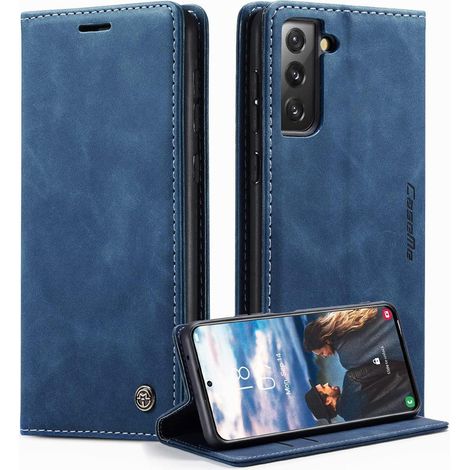 CaseMe Samsung Galaxy S21 FE 5G Hülle Leder Klapp Tasche Blau (1/5)