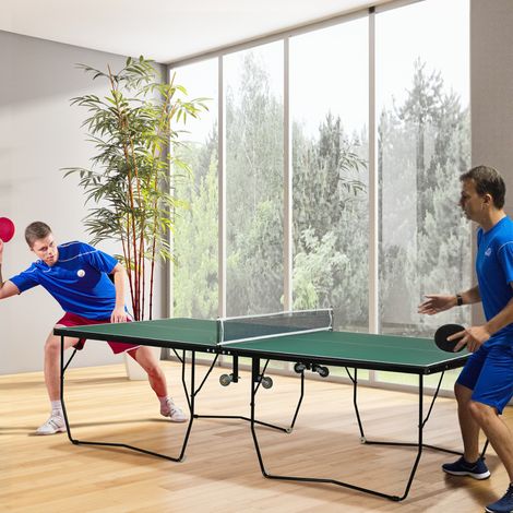 Table de ping-pong, set de ping-pong pliable, 8 roues, raquettes et balles incluses, 274 cm x 152,5 cm x 76 cm, verte