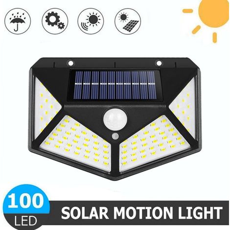 (1PC-100LED noir) Applique solaire murale extérieure, lampe solaire étanche avec détecteur de mouvement, éclairage public solaire décoratif pour jardin (1/5)