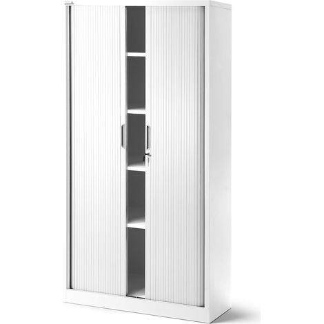 Jan Nowak Spint T-001 Schließfachschrank Fächerschrank Wertfachschrank Aktenschrank mit Rolladentür 185 cm x 90 cm x 45 cm Weiß (1/5)