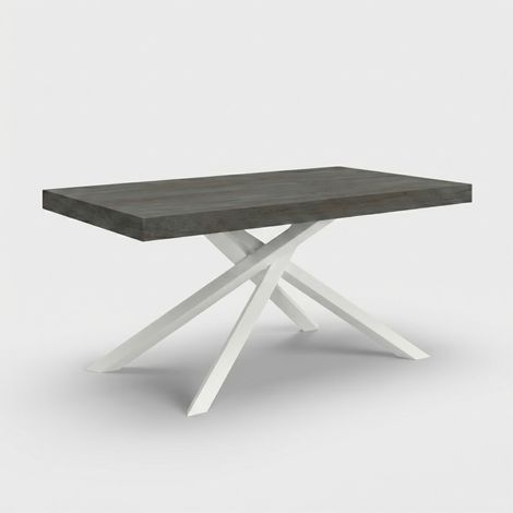 Tavolo allungabile moderno base bianca 10 posti 140/220x90 Shangai - Nero