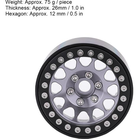 Stück Metallfelgen im Maßstab 1:10 für RC-Crawler-Cars, kompatible Reifen Axial SCX10 / SCX10II / 90046 / 90047, Schwarz und Silber (1/5)