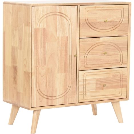 Buffet bois et rotin naturel style scandinave élégant - Bois naturel clair et doré (1/5)