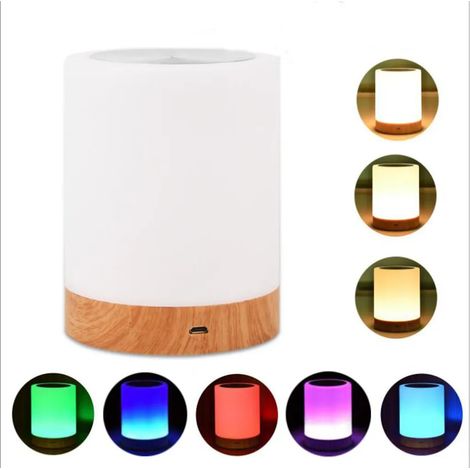 Lámpara de noche LED, lámpara de noche sensible al tacto, luz blanca cálida, regulable, para dormitorio, sala de estar y oficina (1/5)
