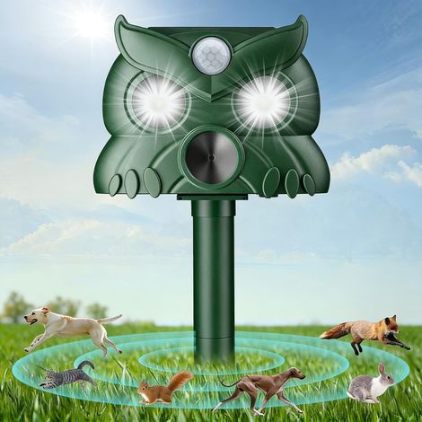 Solar Cat Repellent, Ultrasonic Cat Repellent with 3 Modes, Solar and USB Powered Pet Repellent, IP65 Waterproof Outdoor Cat Repellent for Cats, Dogs, Mice, Raccoons, and Garden Animals (1/5)