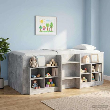 vidaXL Hochbett für Kinder Betongrau 90 x 190 cm Holzwerkstoff (1/5)
