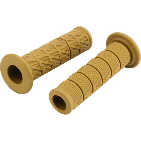 Lot de 2 Poignées de Guidon Moto Vintage 22mm Universel Embouts Diagonaux (Beige Clair) (1/3)
