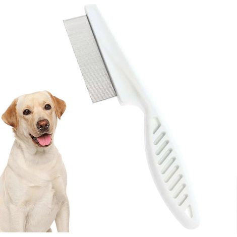Peigne anti-puces pour animaux de compagnie, chats et chiens, outil d'inspection, peigne pour éliminer les nœuds et les poux pour animaux de toutes tailles (FMY) (1/5)