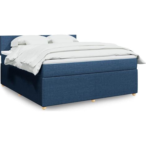 Cama box spring con colchón tela azul 180x200 cm vidaXL (1/5)