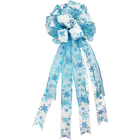 Elegante große Schleife als Weihnachtsbaumspitze – vielseitige Dekoration für Hauskränze, Wände und Feiertage (Blau) (1/5)