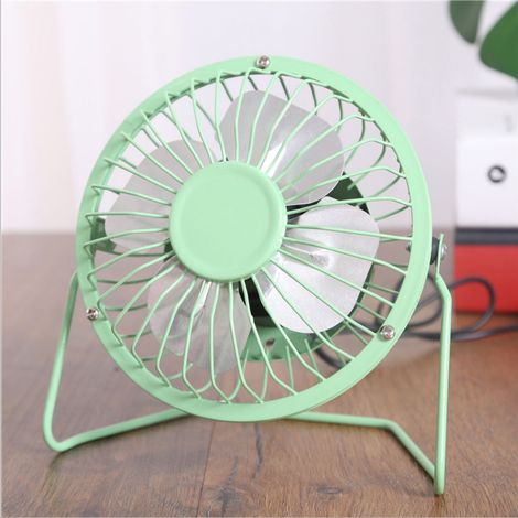 Petit ventilateur de bureau USB de 10 cm – Mini ventilateur personnel en métal, silencieux, pour la maison, le bureau, la voiture et les voyages (vert) (1/5)