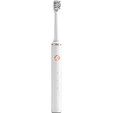 Brosse à dents électrique rechargeable par USB, poils souples, pour adultes, 2 vitesses, blanche (1/5)