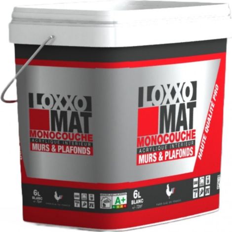 Peinture acrylique mate 6L pour murs et plafonds – Excellente blancheur – Séchage rapide en 1h – Recouvrable en 4h – Pour espaces intérieurs – Loxxo