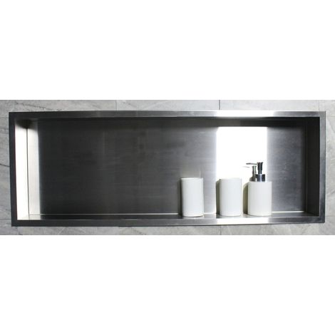 BERNSTEIN - Nicchia doccia, mensola da incasso per doccia in acciaio inox - 90x30x10cm - BS903010 Acciaio spazzolato Acciaio inossidabile spazzolato